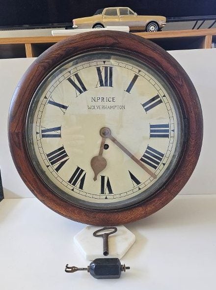 Circa.19th Century Oak Wall Clock. N. Price Wolverhamption. Complete & Working. Carousel 1