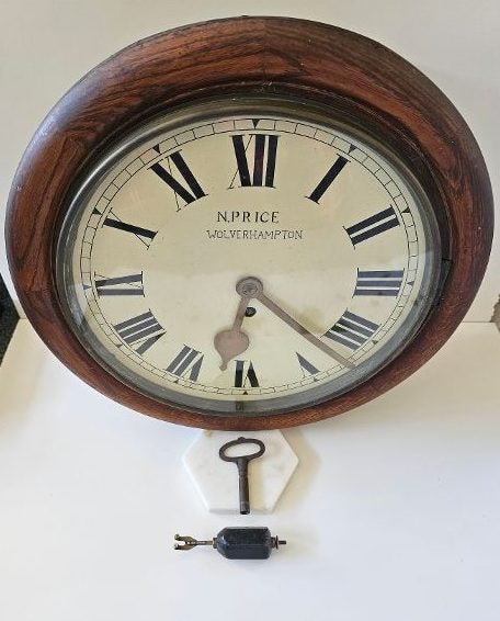 Circa.19th Century Oak Wall Clock. N. Price Wolverhamption. Complete & Working. Carousel 2