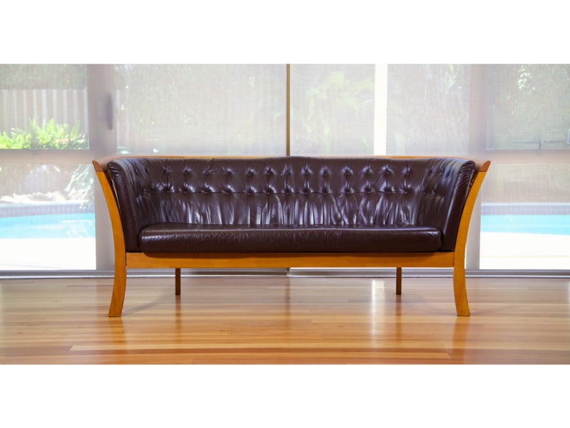 Danish Mid Century Leather Sofa By Stouby Carousel 1