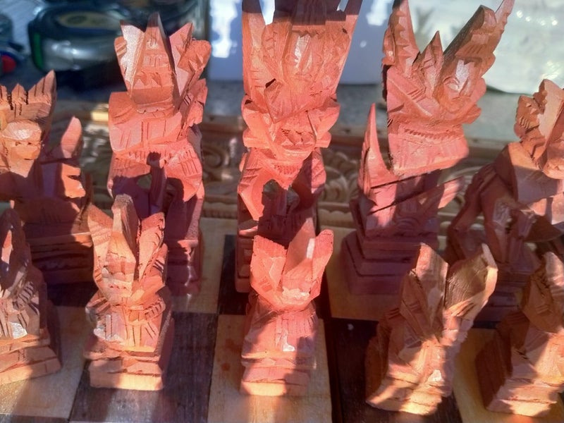 Ornate Wooden Chess and Backgammon Set Carousel 1