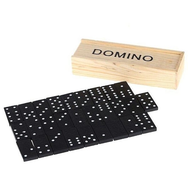 28pcs/set Wooden Domino Game Interesting Board Game Learning Wooden Cards Educ Carousel 1