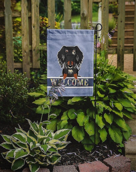 Wire Haired Dachshund Dapple Welcome Flag Garden Size Carousel 1