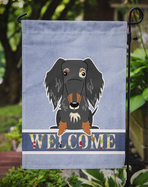 Wire Haired Dachshund Dapple Welcome Flag Garden Size Carousel 2