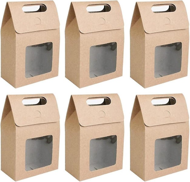25 Pieces Kraft Paper Gift Box Gift Bag With Window Paper Bags With Handles Carousel 1