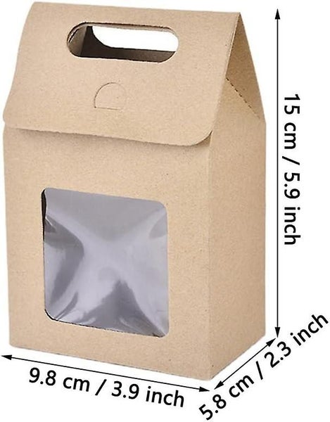 25 Pieces Kraft Paper Gift Box Gift Bag With Window Paper Bags With Handles Carousel 2
