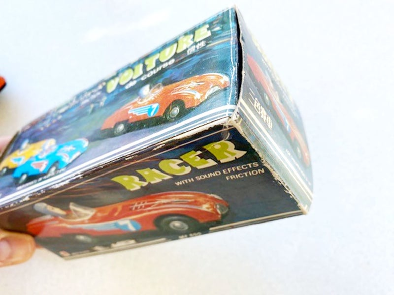 Vintage Friction Racer Tin Toy with original box. Rare. Carousel 2