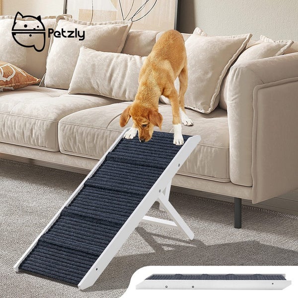 Petzly Foldable Dog Ramps Adjustable Height Pet Ramp Folding Portable White Carousel 1