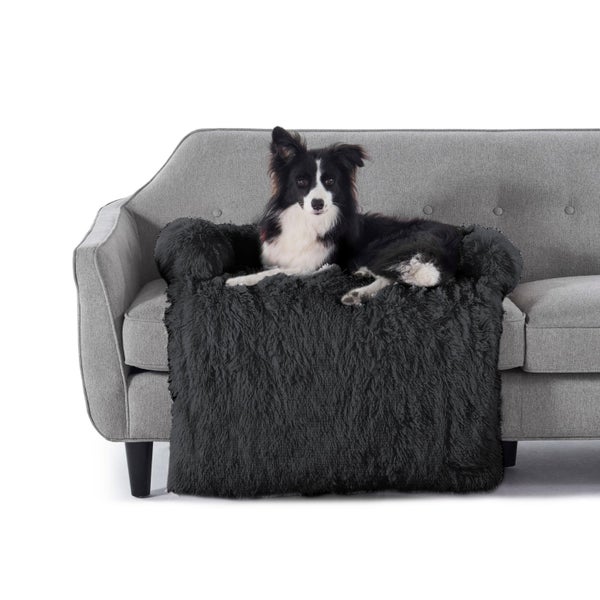 Charlie's Shaggy Faux Fur Sofa Protector Calming Dog Bed Charcoal Large Carousel 2