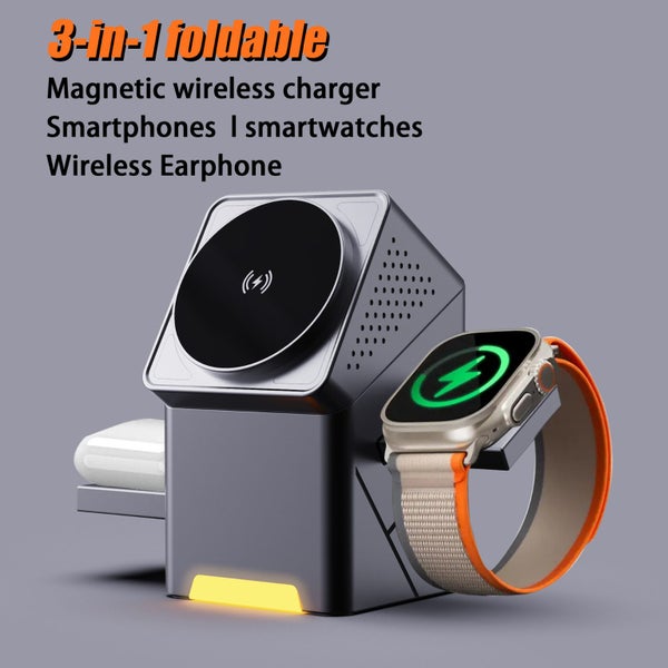 3-in-1 Wireless Charger for iPhone, Apple Watch & Earbuds - 15W Fast Charge Carousel 2