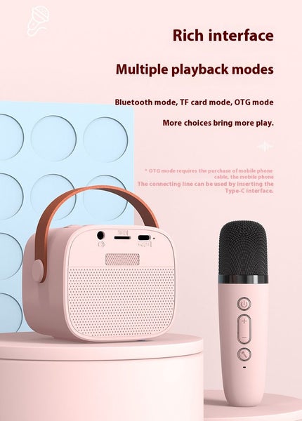 Wireless Bluetooth Karaoke Speaker with Microphone for Home Party KTV - Pink Carousel 9