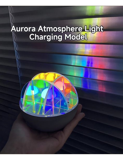 Creative Night Light with Dimming, Rotating Aurora, USB Rechargeable - Gray Carousel 2