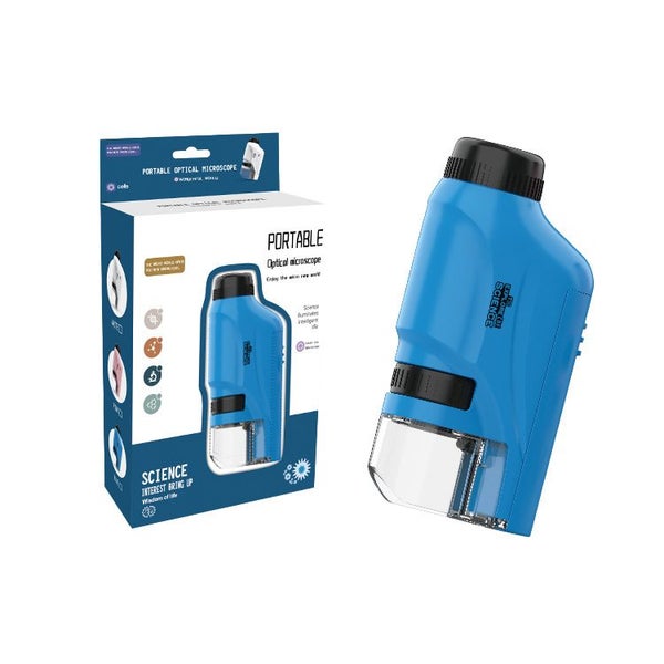 Portable Mini Microscope Toy Science Experiment Kit for Students Learning-Blue Carousel 1
