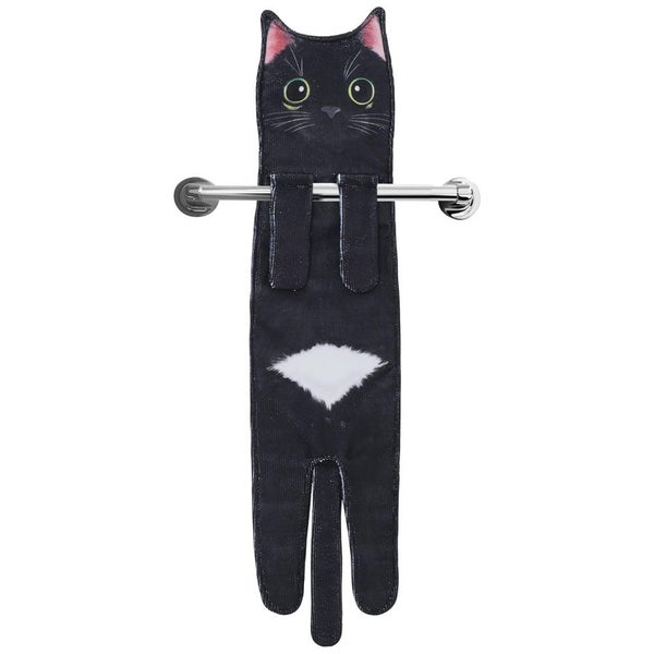 Funny Cat Hanging Hand Towels for Bathroom & Kitchen - Black Carousel 2
