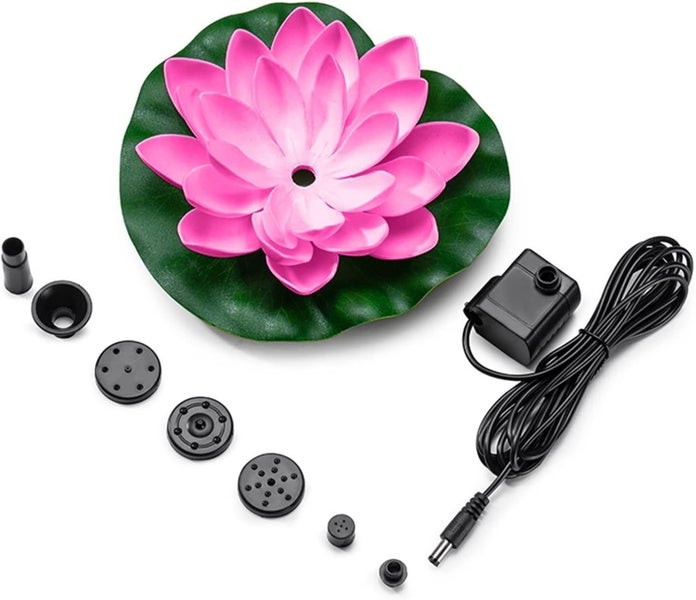 Lotus Leaf Solar Floating Fountain Pump with Panel for Garden Decor - Pink Carousel 1