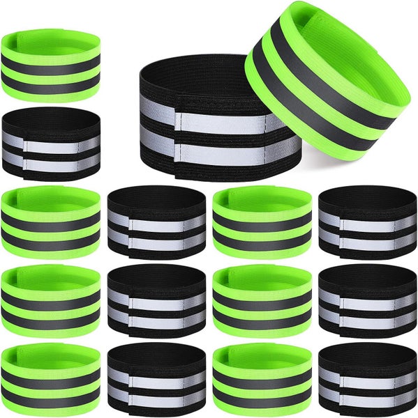 16 PCS Reflective Bands for Wrist, Arm, Ankle - Night Walking, Cycling, Running Carousel 1