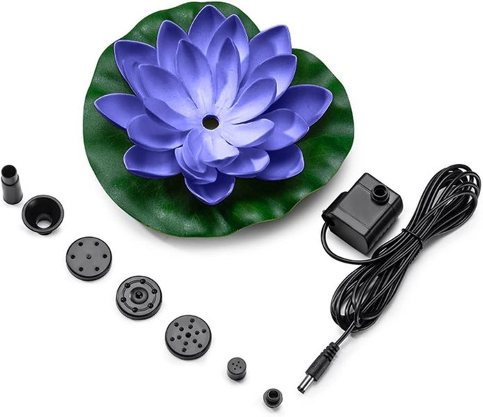 Lotus Leaf Solar Floating Fountain Pump with Panel for Garden Decor - Purple Carousel 1