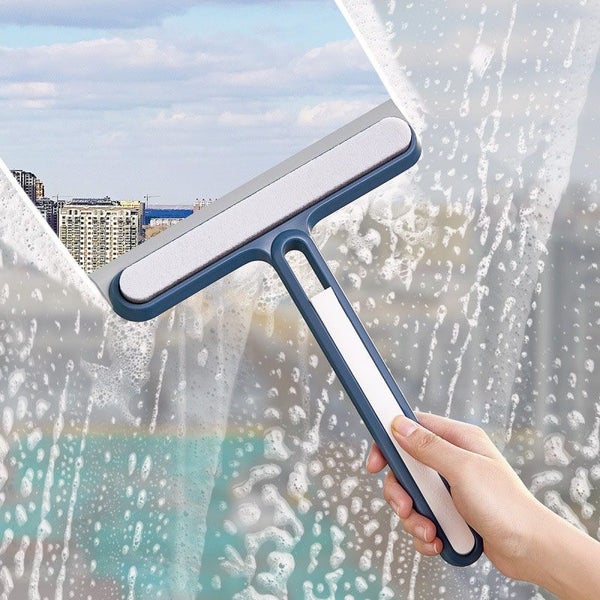 2PCS Shower Squeegee & Hair Sponge Cleaner for Bathroom Tile & Mirror Cleaning Carousel 2