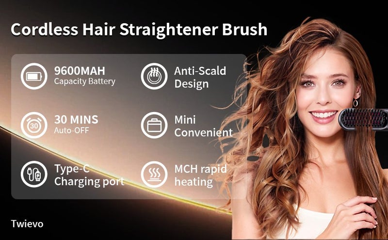 Portable Cordless Hair Mini Straightener Brush Carousel 2