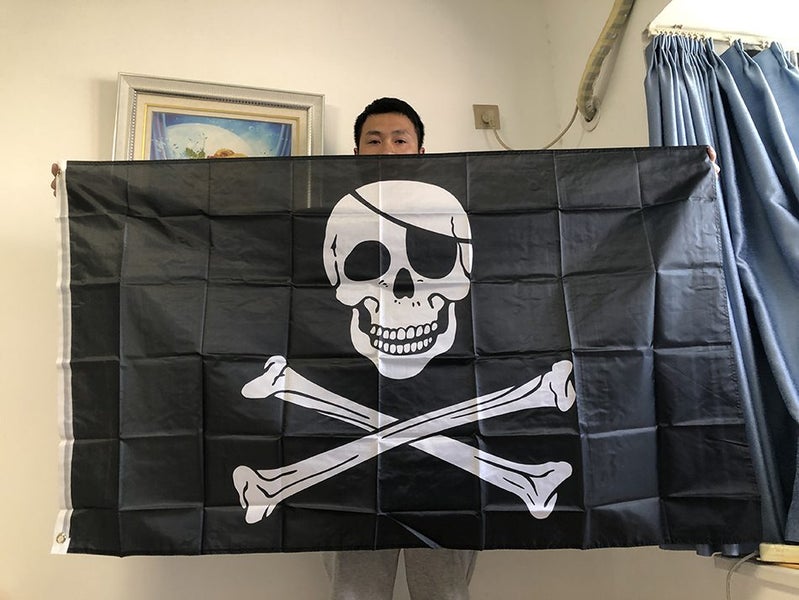 90*150cm Skull Pirate Flag Red Bandana Bones Double Knife SkullThree Carousel 2