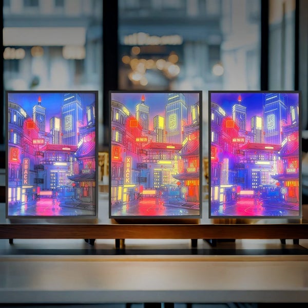 Anime LED Beautiful City Night View Light Painting LED Painting Lamp Carousel 2