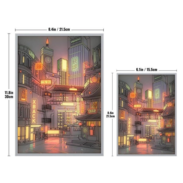 Anime LED Beautiful City Night View Light Painting LED Painting Lamp Carousel 7