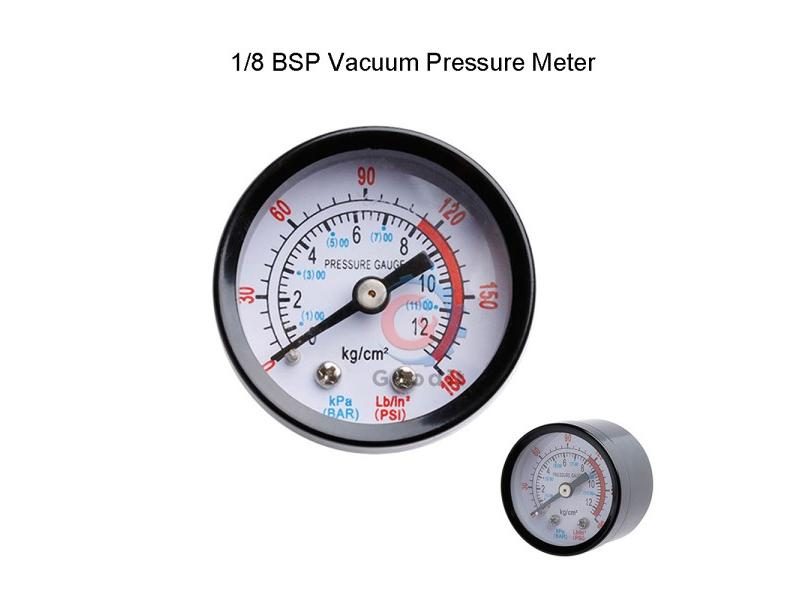 Vacuum/Air Pressure Gauge Mini Dial Dual Scale Dial 1/4 "NPT-30HG/0PS Vacuum Carousel 1