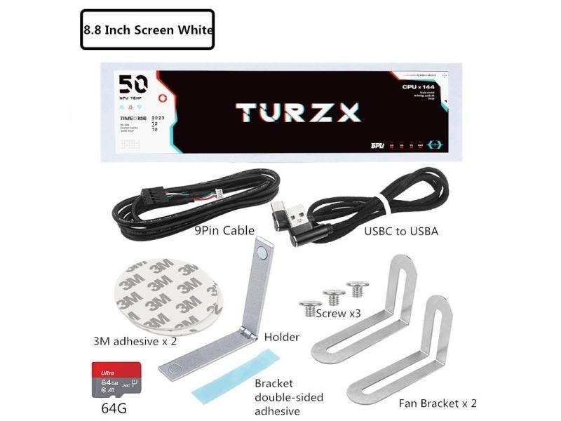 NEW Turing 8.8 Inch IPS TYPEC Secondary Screen Case CPU GPU RAM Computer Carousel 1