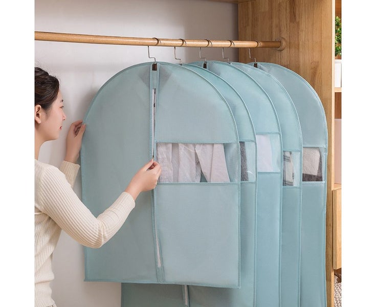 Dustproof Storage Garment Bag Dress Cover Clothes Protector Blue Size-60*140C Carousel 1