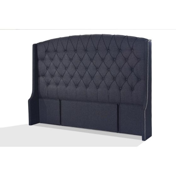 DESMOND QUEEN HEADBOARD DEEP DARK GREY CLOSE TO BLACK COLOUR FABRIC Carousel 1