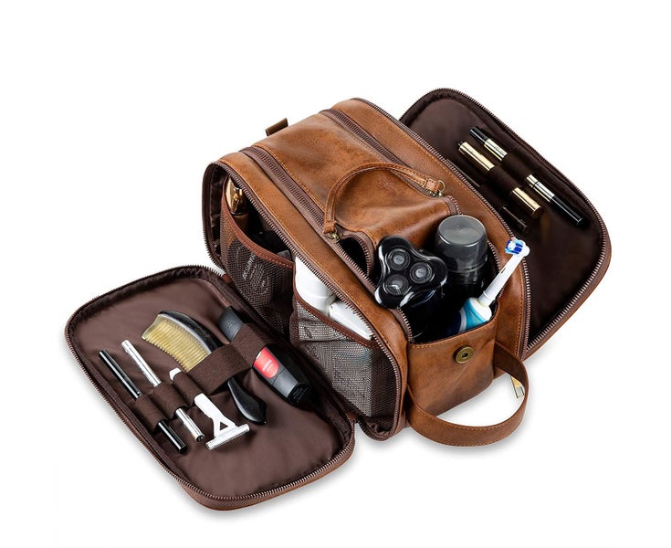 Toiletry bag PU leather for travel men, large waterproof wash bag men, with Carousel 1