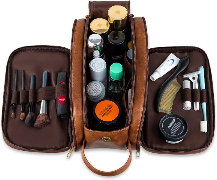 Toiletry bag PU leather for travel men, large waterproof wash bag men, with Carousel 2