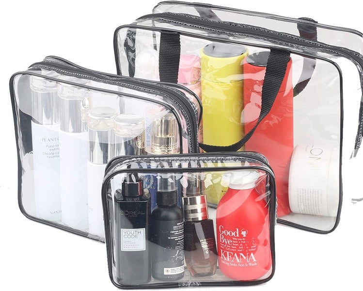 3 Pieces Large Clear Travel Bags for Toiletries, Waterproof Clear Plastic Cos Carousel 2