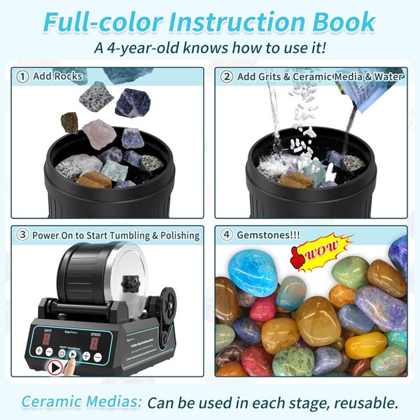 KomeStone Advanced Professional Rock Tumbler Kit NZ Stock Deal62936672369538113