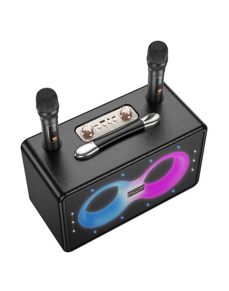 Hoco Portable Bluetooth Speaker - Wireless Mic x 2 RGB Light (HA8) - Black Carousel 1