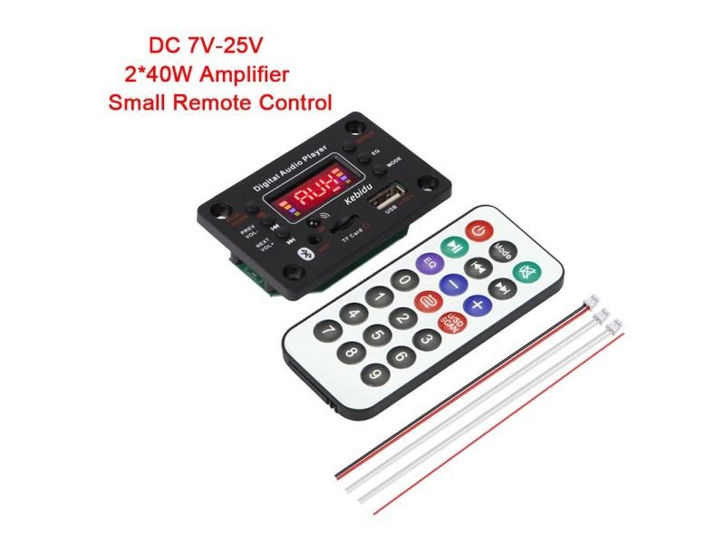 2*40W MP3 WAV Decoder Board Bluetooth 5.0 80W Amplifier Support USB TF FM Radio Carousel 1