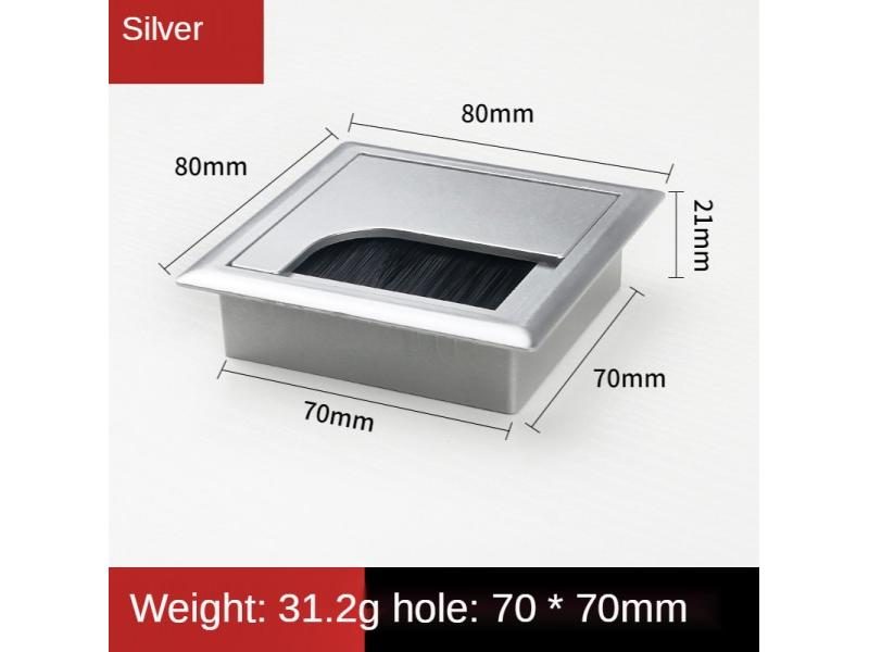 ABS L 160mm Rectangular Wire Cable Grommet Hole Cover Outlet Port Black Brush Carousel 1