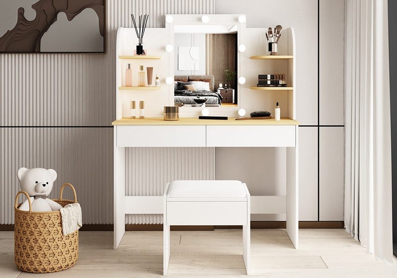 Dressing Table with Lights and Drawers Mirror Stool Carousel 1