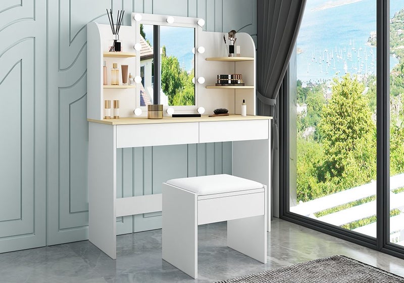 Dressing Table with Lights and Drawers Mirror Stool Carousel 2