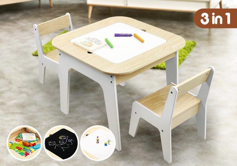 Kids Table Chair Set Activity Toy Storage Chalkboard Desk Carousel 1