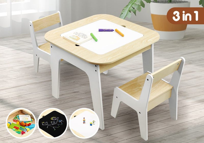 Kids Table Chair Set Activity Toy Storage Chalkboard Desk Carousel 2