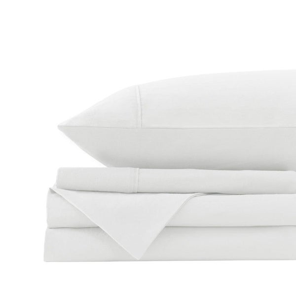 Royal Comfort Washed 100% Cotton Sheet Set Fitted Flat Pillowcases King White Carousel 1