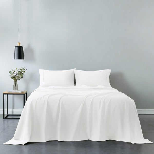 Royal Comfort Washed 100% Cotton Sheet Set Fitted Flat Pillowcases King White Carousel 2