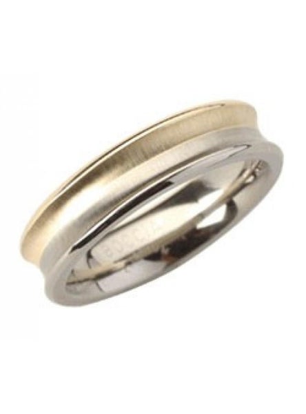 ** HALF SOLID TITANIUM/HALF 14ct YELLOW GOLD RING! ** by BOCCIA (Only One Owner) Carousel 2