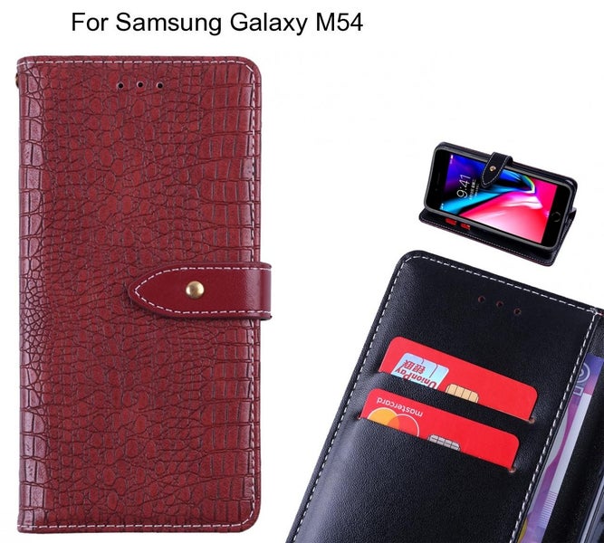 Samsung Galaxy M54 case croco pattern leather wallet case Carousel 1