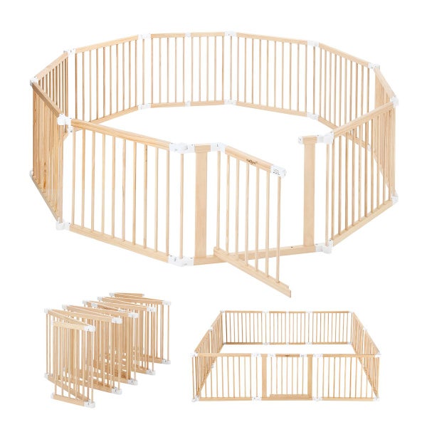 Kidbot Baby Playpen 10 Panel Wooden Safety Gate Kids Pet Dog Activity Centre Carousel 12