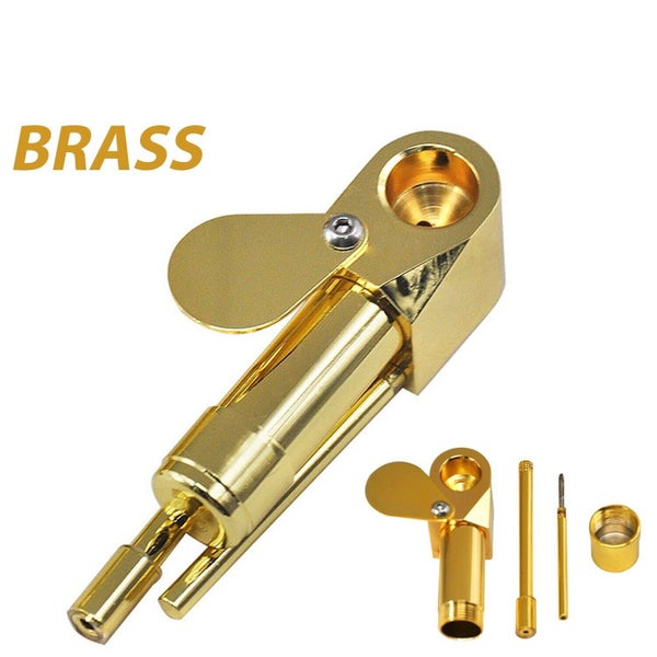 Brass Tobacco Smoking Proto Pipe Style w/ Stash Storage Cylinder Chamber Carousel 1