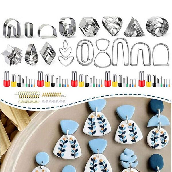126 Polymer Clay Cutters Kit for Earring Making with Earring Cards Hook Backs Carousel 1