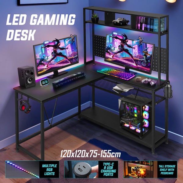 L Shaped Gaming Desk Corner Computer Work Office Study Table Home Furniture Carousel 1