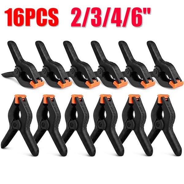 16pcs Hard Plastic Spring Clamps Set Quick DIY Tools Grip Clips Nylon Heavy Duty Carousel 1