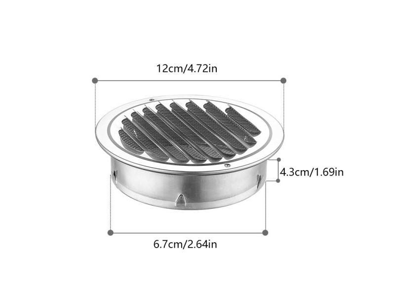 Stainless Steel 70/80/100mm Round Exterior Wall Air Vent Grille Insect Carousel 1